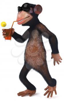 Royalty Free Clipart Image of a Monkey Drinking
