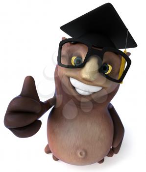 Royalty Free Clipart Image of an Owl Professor Giving a Thumbs Up