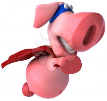 Royalty Free Clipart Image of a Superhero Pig