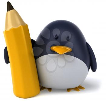 Royalty Free Clipart Image of a Penguin With a Pencil