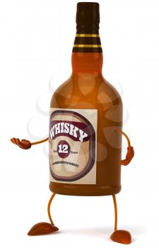 Royalty Free Clipart Image of a Whisky Bottle With Its Hand Out