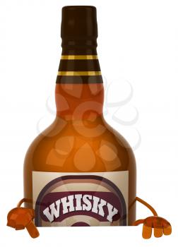 Royalty Free Clipart Image of a Whisky Bottle