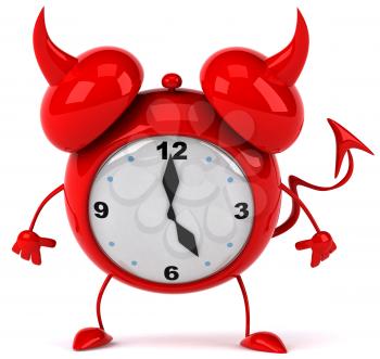 Royalty Free Clipart Image of a Devil Alarm Clock