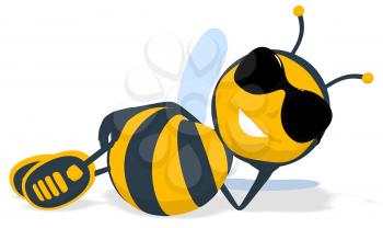 Royalty Free Clipart Image of a Bee Lying Down