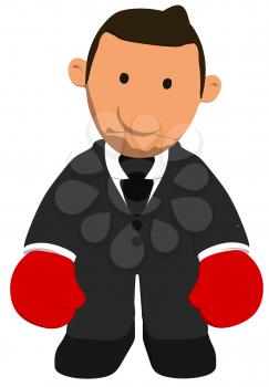 Royalty Free Clipart Image of a Sad Boxing Businessman