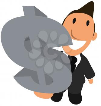 Royalty Free Clipart Image of a Man With a Dollar Sign