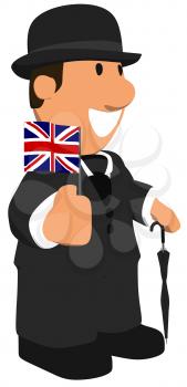 Royalty Free Clipart Image of a British Man With a Flag