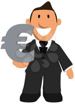 Royalty Free Clipart Image of a Man With a Euro Symbol