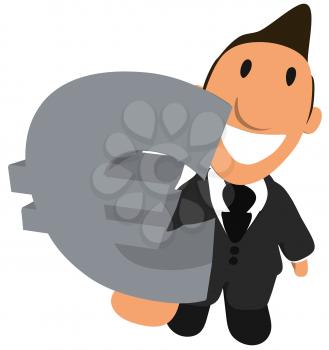 Royalty Free Clipart Image of a Man With a Euro Symbol