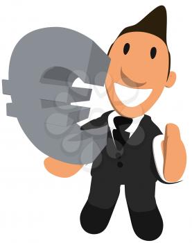 Royalty Free Clipart Image of a Man Holding a Euro Symbol