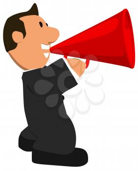 Royalty Free Clipart Image of a Businessman With a Megaphone