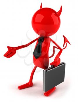Royalty Free Clipart Image of a Devil Businessman Extending a Hand