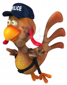 Royalty Free Clipart Image of a Chicken Police Officer