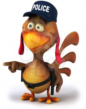 Royalty Free Clipart Image of a Pointing Chicken Cop