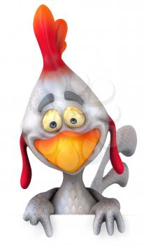 Royalty Free Clipart Image of a Pointing Chicken