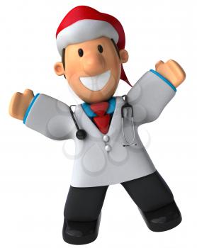 Royalty Free Clipart Image of a Happy Doctor in a Santa Hat