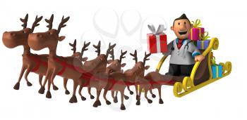 Royalty Free Clipart Image of a Doctor in Santa's Sleigh With Reindeer