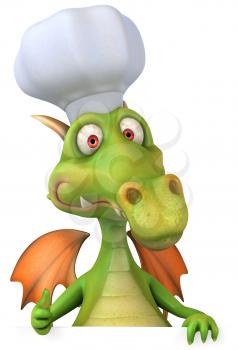 Royalty Free Clipart Image of a Dragon Chef