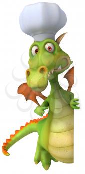 Royalty Free Clipart Image of a Dragon Chef