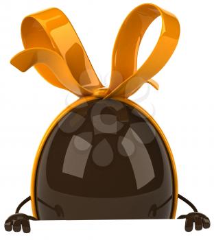 Royalty Free Clipart Image of a Chocolate Egg With Bow