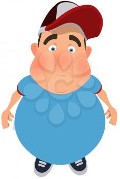 Royalty Free Clipart Image of a Sad Overweight Man