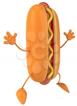 Royalty Free Clipart Image of a Happy Hotdog