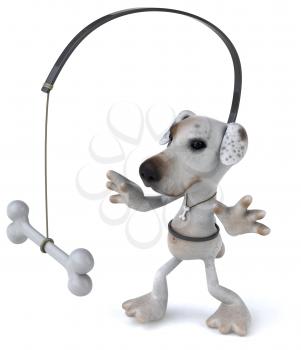 Royalty Free Clipart Image of a Jack Russell Terrier With a Bone in Front of It
