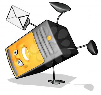 Royalty Free Clipart Image of a Modem Doing a Flip