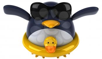 Royalty Free Clipart Image of a Penguin With a Duck Ring