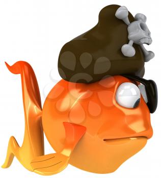 Royalty Free Clipart Image of a Goldfish Pirate