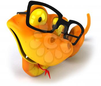 Royalty Free Clipart Image of a Snake Wearing Glasses