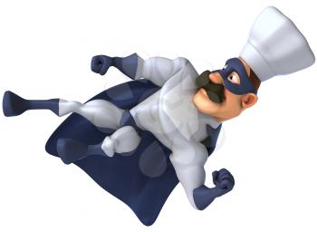 Royalty Free Clipart Image of a Superhero Chef