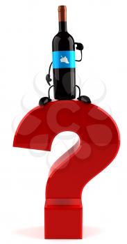 Royalty Free Clipart Image of a Wine Bottle on a Question Mark