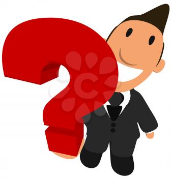 Royalty Free Clipart Image of a Businessman With a Question Mark