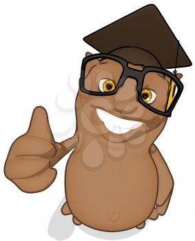 Royalty Free Clipart Image of a Happy Owl Professor Giving the Thumbs Up