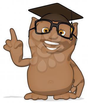 Royalty Free Clipart Image of a Happy Owl Professor