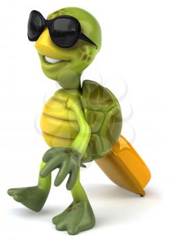 Royalty Free 3d Clipart Image of a Turtle Wearing Sunglasses Carrying a Suitcase