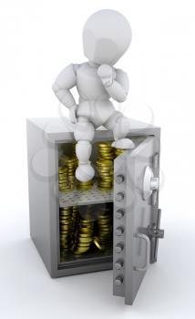 Royalty Free Clipart Image of a Safe Full of Gold Coins