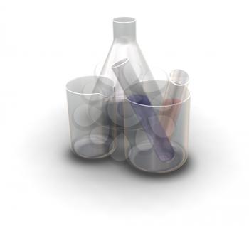 Royalty Free Clipart Image of Test Tubes and Flasks