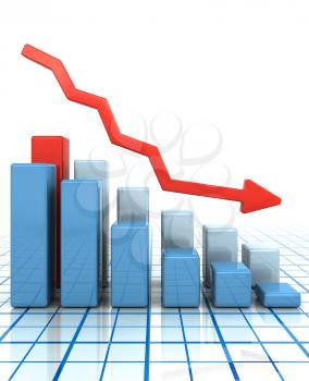Royalty Free Clipart Image of a Bar Chart Showing Falling Profits
