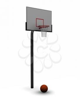 Royalty Free Clipart Image of a Basketball Net and Ball