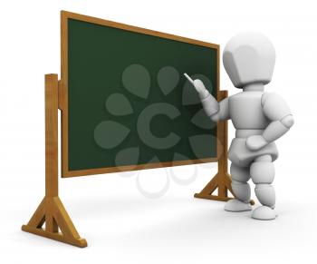 Royalty Free Clipart Image of a Person By a Chalkboard