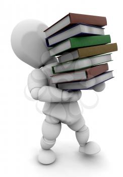 Royalty Free Clipart Image of a Guy Carrying Books