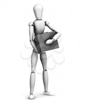 Royalty Free Clipart Image of a 3D Guy Holding a Briefcase