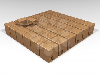 Royalty Free Clipart Image of a Brown Square of Cardboard Boxes