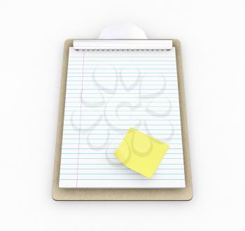 Royalty Free Clipart Image of a Clipboard With a Post-It Note