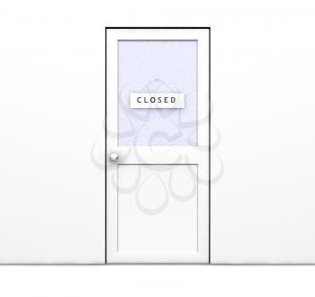 Royalty Free Clipart Image of a Door With a Closed Sign