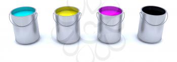 Royalty Free Clipart Image of CMYK Cans