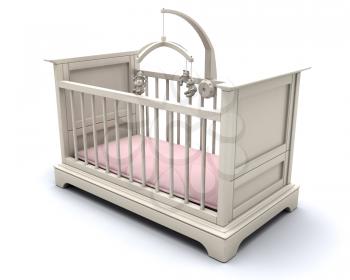 Royalty Free Clipart Image of a Baby Girl's Crib