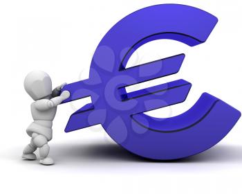 Royalty Free Clipart Image of a 3D Guy With a Euro Sign
